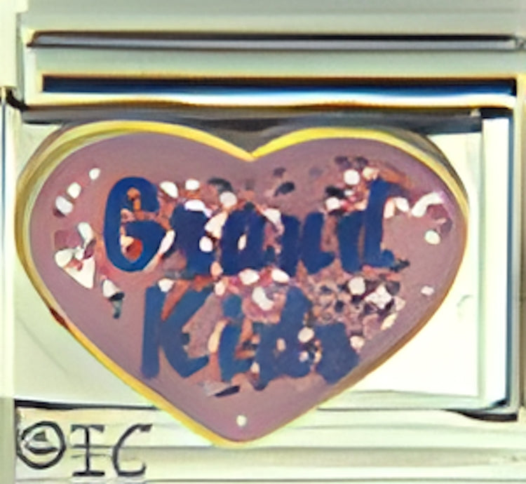 Grand Kids on Pink Sparkle Heart