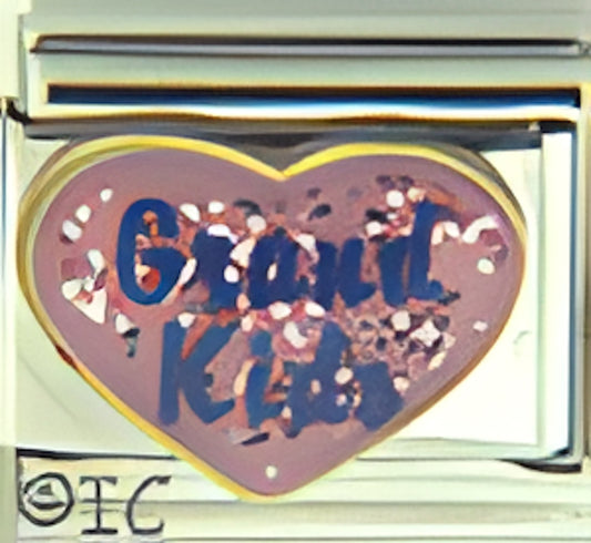 Grand Kids on Pink Sparkle Heart