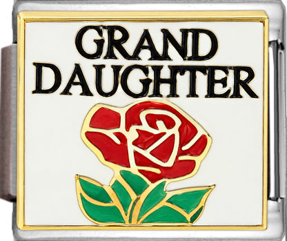 Grand Daughter with Rose on White