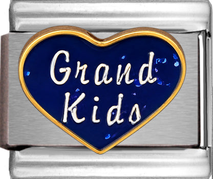 Grand Kids on Blue Sparkle Heart