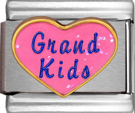 Grand Kids on Pink Sparkle Heart