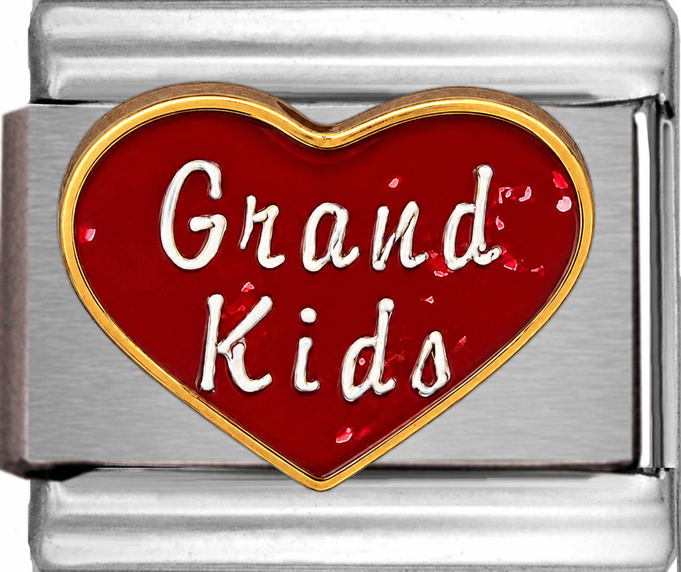 Grand Kids on Red Sparkle Heart