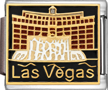 Las Vegas with Hotel and Fountain Show on Black