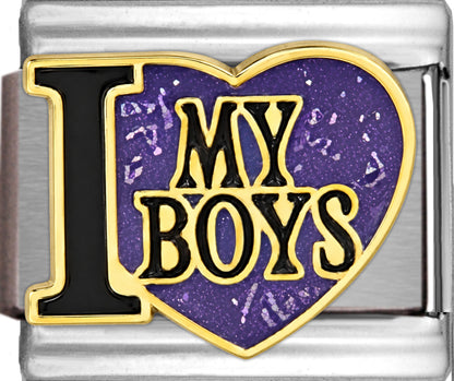 I Love My Boys on Purple Heart