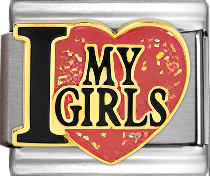 My Love Girls on Sparkle Pink Heart
