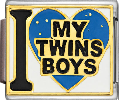 I Love My Twin Boys on Blue Heart