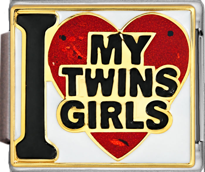 I Love My Twin Girls with Red Heart