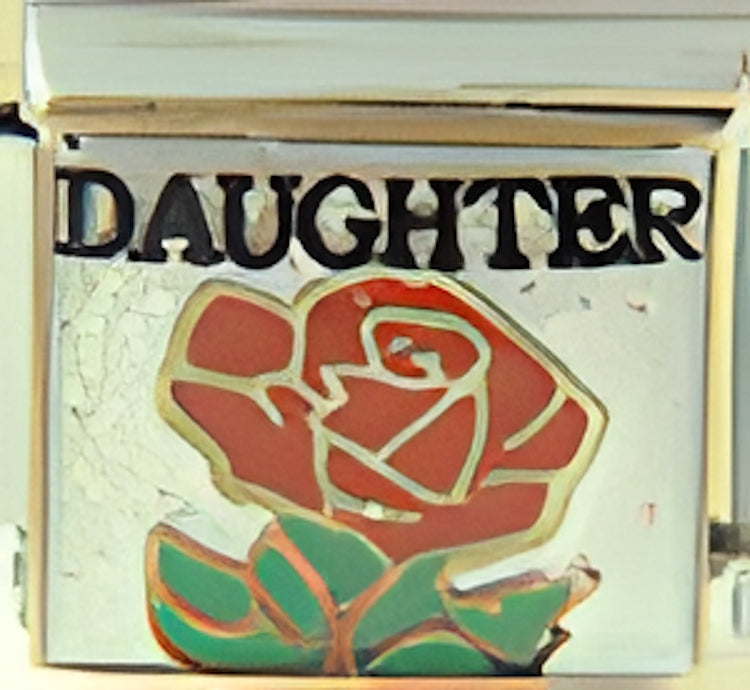 Daughter on Sparkle White with Red Rose