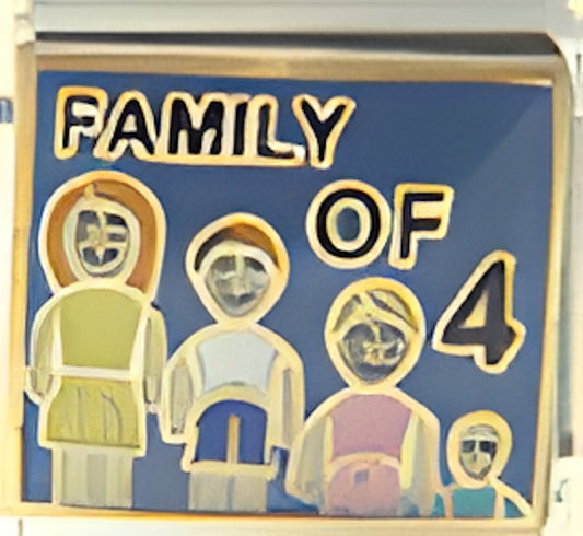 Family of 4 with Four People on Blue