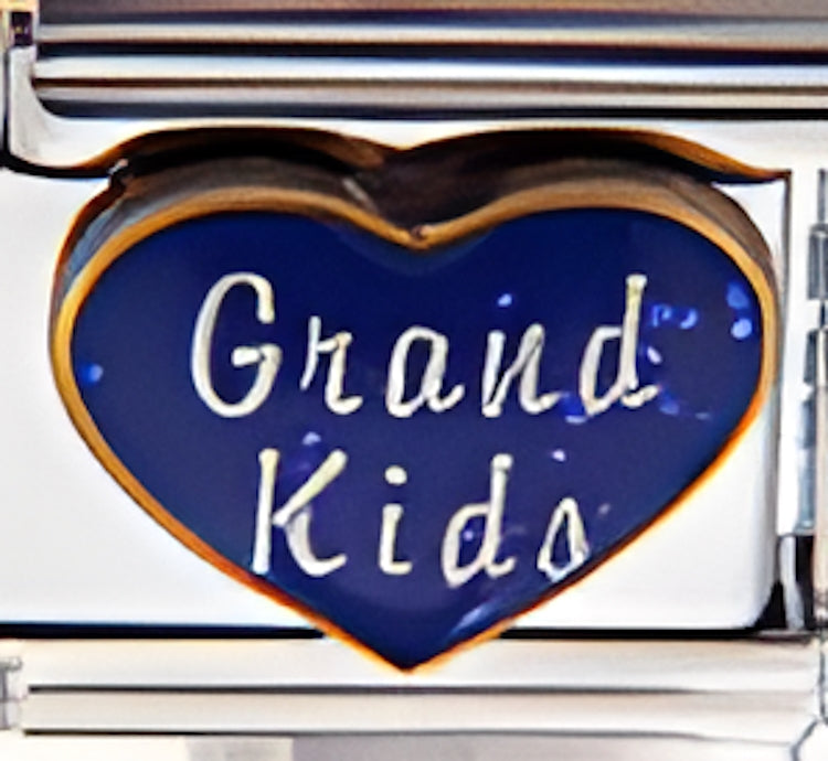 Grand Kids on Blue Sparkle Heart