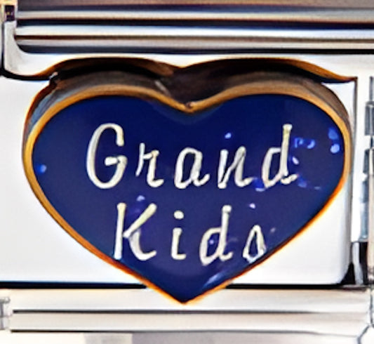Grand Kids on Blue Sparkle Heart