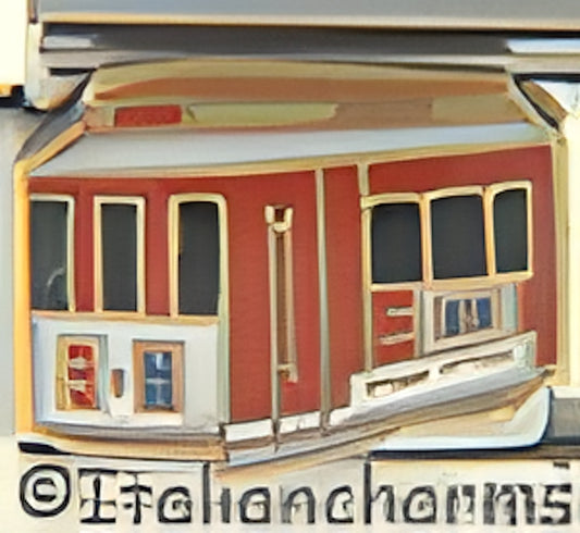 Red and White Cable Car