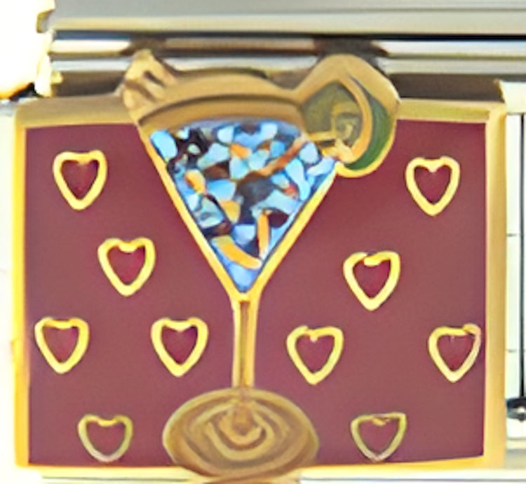 Sparkle Blue Martini with Hearts Background