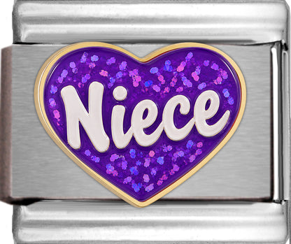 Niece on Sparkle Purple Heart