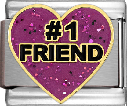 Number 1 Friend on Big Sparkle Pink Heart