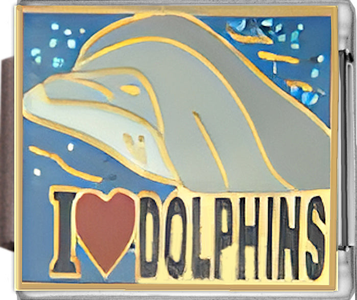 I Love Dolphins on Sparkle Blue