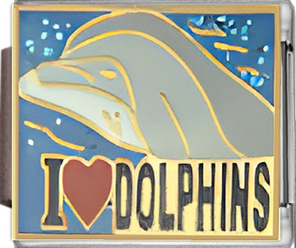 I Love Dolphins on Sparkle Blue