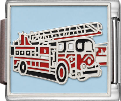Red Fire Truck on Light Blue