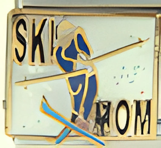 Ski Mom on Sparkle White with Skier