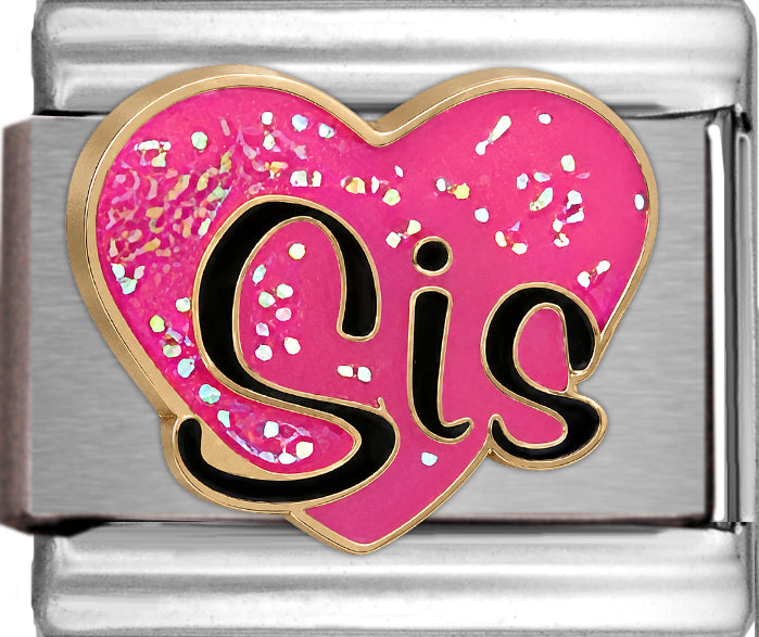 Sis on Sparkle Pink Heart