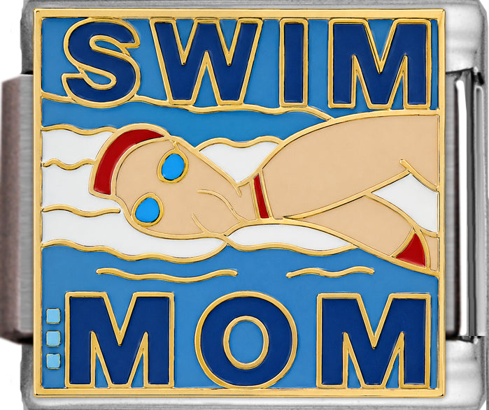Swim Mom On Blue