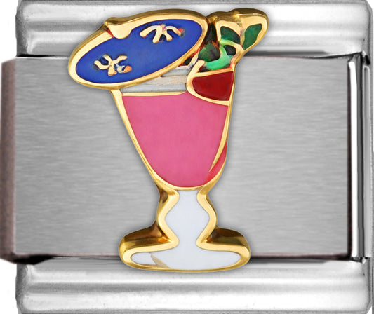 Pink Strawberry Daquiri Drink with Umbrella