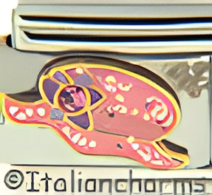 Pink Sparkle Hat with Purple Star and Logo on Front