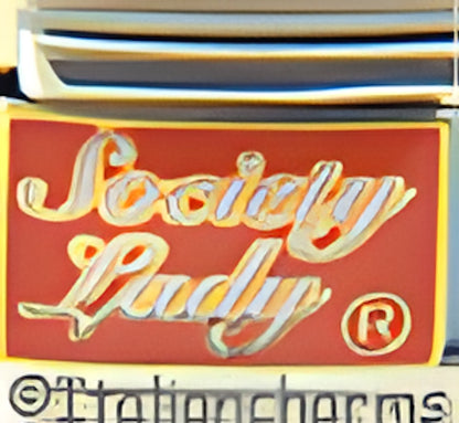 Society Lady on Red Background