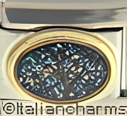 Blue Glitter Oval