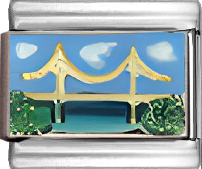 Gold Bridge with Blue Sky