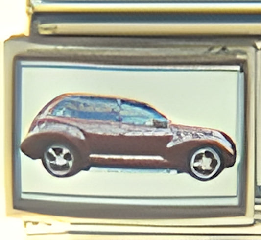 Purple Retro Car on White Photo Charm