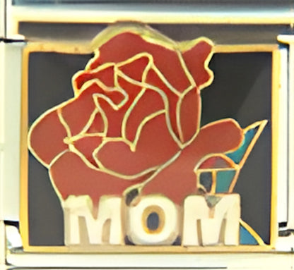 Mom with Red Rose on Black