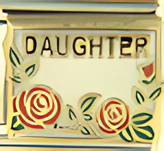 Daughter with Flowers on White
