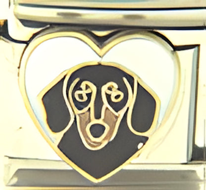 Black Dachshund in Heart