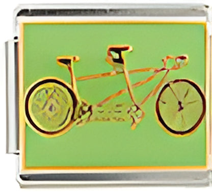 Tandom Bike On Lime Green Background