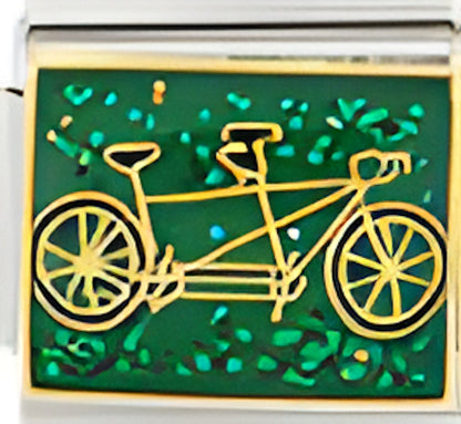 Tandom Bike On Sparkle Green Background