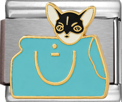 Dog in a Teal Handbag Purse