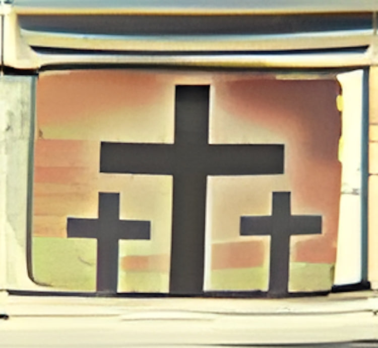 Three Crosses and Sunset Photo Charm