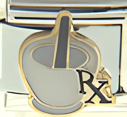 Brown Mortar and Pestle with RX