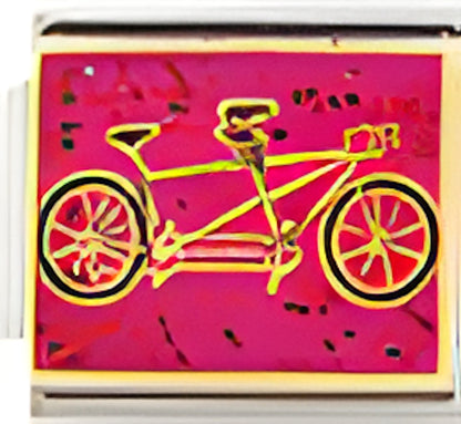 Tandom Bike On Sparkle Pink Background