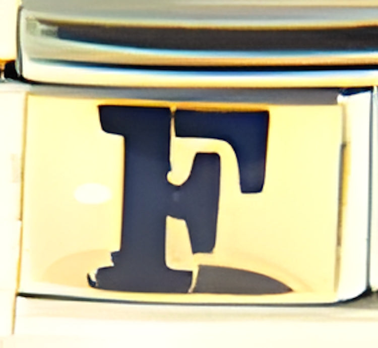Blue F on Gold