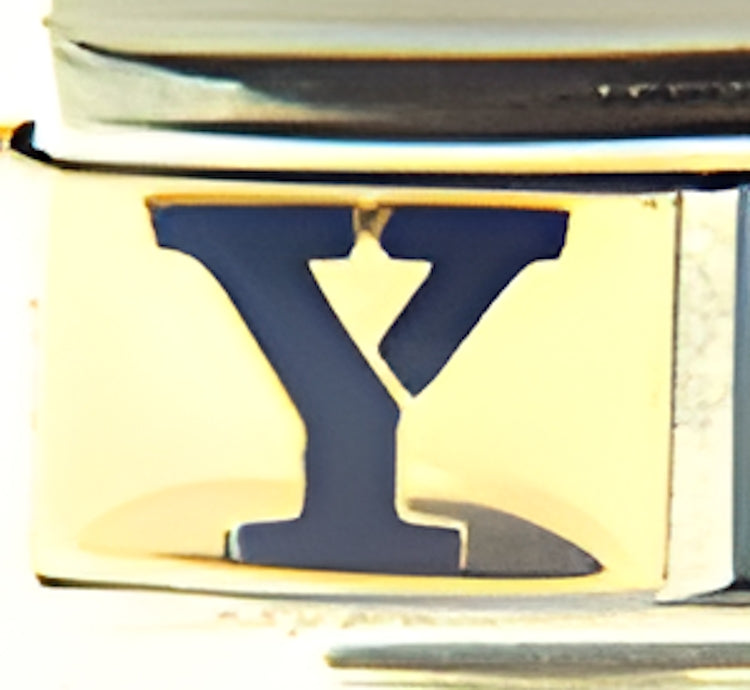 Blue Y on Gold