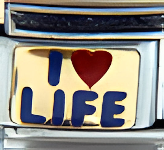 I Love Life Blue Text