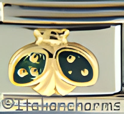 Green Ladybug with Open Wings