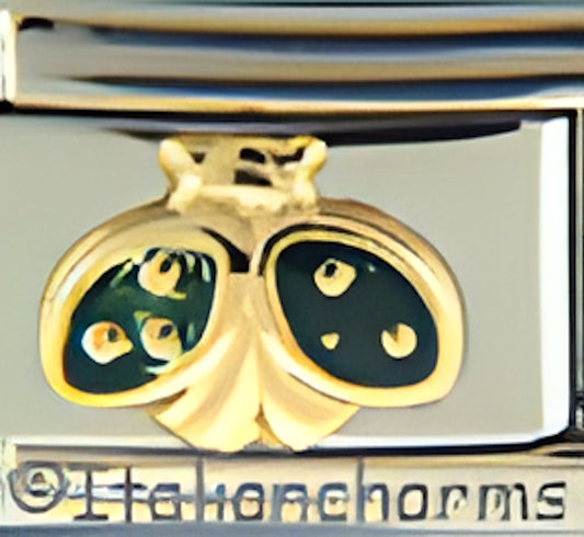 Green Ladybug with Open Wings