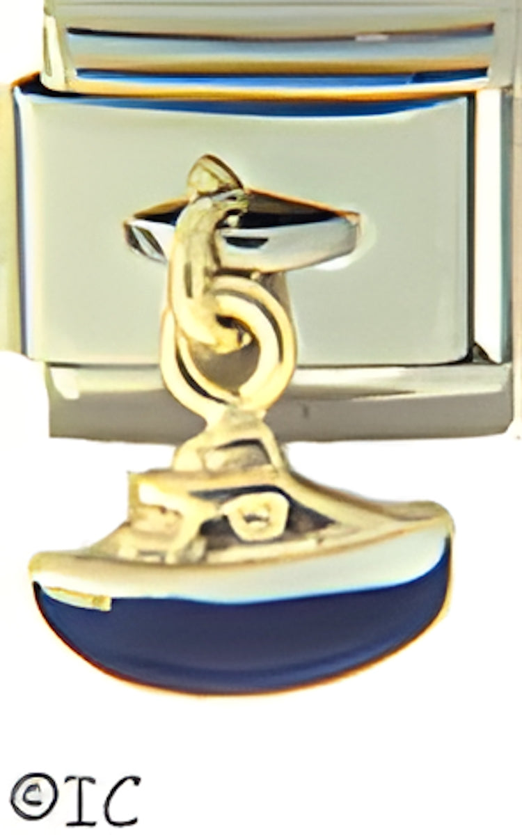 FuFoo Dangle 14K Blue and White Tug Boat
