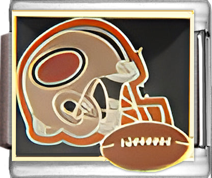 Gold and Red Football Helmet on Black
