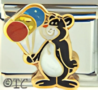 Black and White Birthday Bear with Balloons