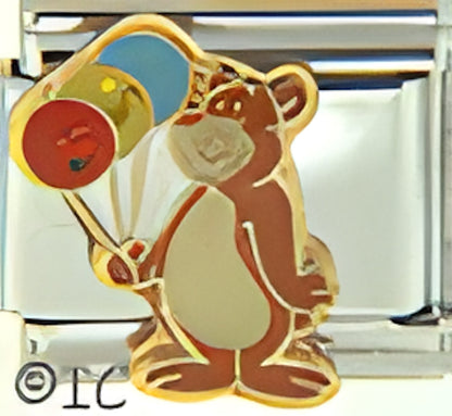 Brown Birthday Bear with Balloons