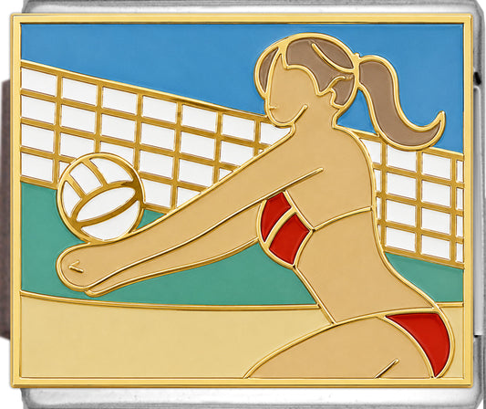 Beach Volleyball Player Wearing Red Bikini